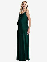 Side View Thumbnail - Evergreen Cowl-Neck Tie-Strap Maternity Slip Dress
