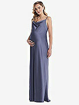 Front View Thumbnail - French Blue Cowl-Neck Tie-Strap Maternity Slip Dress