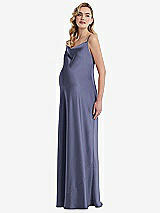 Side View Thumbnail - French Blue Cowl-Neck Tie-Strap Maternity Slip Dress