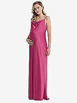 Front View Thumbnail - Tea Rose Cowl-Neck Tie-Strap Maternity Slip Dress