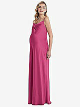 Side View Thumbnail - Tea Rose Cowl-Neck Tie-Strap Maternity Slip Dress