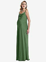 Side View Thumbnail - Vineyard Green Cowl-Neck Tie-Strap Maternity Slip Dress