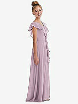 Side View Thumbnail - Suede Rose Cascading Ruffle Full Skirt Chiffon Junior Bridesmaid Dress
