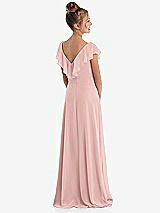 Rear View Thumbnail - Rose - PANTONE Rose Quartz Cascading Ruffle Full Skirt Chiffon Junior Bridesmaid Dress
