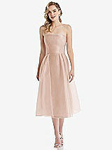 Front View Thumbnail - Cameo Strapless Pleated Skirt Organdy Midi Dress