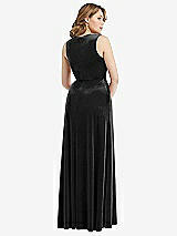 Rear View Thumbnail - Black Deep V-Neck Sleeveless Velvet Maxi Dress with Pockets