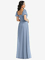 Rear View Thumbnail - Cloudy Puff Sleeve Chiffon Maxi Dress with Front Slit