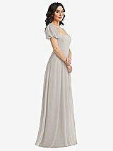 Side View Thumbnail - Oyster Puff Sleeve Chiffon Maxi Dress with Front Slit