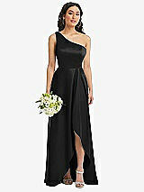 Alt View 1 Thumbnail - Black One-Shoulder High Low Maxi Dress with Pockets