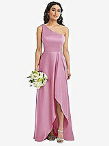 Alt View 1 Thumbnail - Powder Pink One-Shoulder High Low Maxi Dress with Pockets