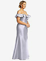 Side View Thumbnail - Silver Dove Off-the-Shoulder Ruffle Neck Satin Trumpet Gown