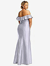Rear View Thumbnail - Silver Dove Off-the-Shoulder Ruffle Neck Satin Trumpet Gown