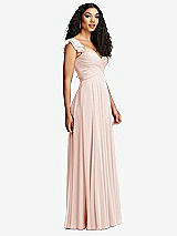 Side View Thumbnail - Blush Shirred Cross Bodice Lace Up Open-Back Maxi Dress with Flutter Sleeves