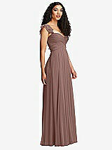 Side View Thumbnail - Sienna Shirred Cross Bodice Lace Up Open-Back Maxi Dress with Flutter Sleeves