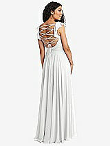 Front View Thumbnail - White Shirred Cross Bodice Lace Up Open-Back Maxi Dress with Flutter Sleeves