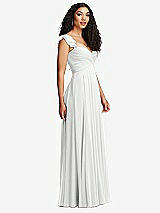 Side View Thumbnail - White Shirred Cross Bodice Lace Up Open-Back Maxi Dress with Flutter Sleeves