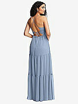 Rear View Thumbnail - Cloudy Drawstring Bodice Gathered Tie Open-Back Maxi Dress with Tiered Skirt