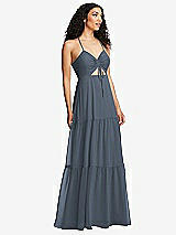 Alt View 1 Thumbnail - Silverstone Drawstring Bodice Gathered Tie Open-Back Maxi Dress with Tiered Skirt