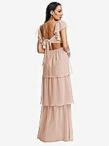 Rear View Thumbnail - Cameo Flutter Sleeve Cutout Tie-Back Maxi Dress with Tiered Ruffle Skirt