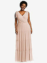 Alt View 1 Thumbnail - Cameo Bow-Shoulder Faux Wrap Maxi Dress with Tiered Skirt