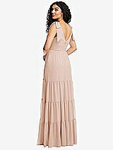 Rear View Thumbnail - Cameo Bow-Shoulder Faux Wrap Maxi Dress with Tiered Skirt