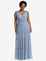 Alt View 1 Thumbnail - Cloudy Bow-Shoulder Faux Wrap Maxi Dress with Tiered Skirt