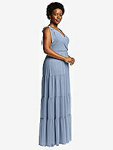 Alt View 2 Thumbnail - Cloudy Bow-Shoulder Faux Wrap Maxi Dress with Tiered Skirt