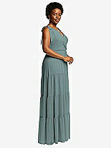 Alt View 2 Thumbnail - Icelandic Bow-Shoulder Faux Wrap Maxi Dress with Tiered Skirt