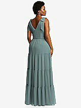 Alt View 3 Thumbnail - Icelandic Bow-Shoulder Faux Wrap Maxi Dress with Tiered Skirt