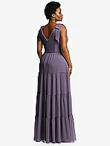 Alt View 3 Thumbnail - Lavender Bow-Shoulder Faux Wrap Maxi Dress with Tiered Skirt