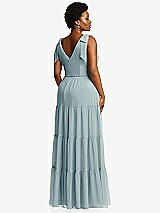 Alt View 3 Thumbnail - Morning Sky Bow-Shoulder Faux Wrap Maxi Dress with Tiered Skirt