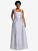 Alt View 1 Thumbnail - Silver Dove Boned Corset Closed-Back Satin Gown with Full Skirt and Pockets