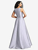 Rear View Thumbnail - Silver Dove Boned Corset Closed-Back Satin Gown with Full Skirt and Pockets