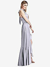 Alt View 2 Thumbnail - Silver Dove Tie-Neck Halter Maxi Dress with Asymmetric Cascade Ruffle Skirt