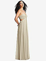 Alt View 1 Thumbnail - Champagne Strapless Empire Waist Cutout Maxi Dress with Covered Button Detail