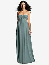 Alt View 2 Thumbnail - Icelandic Strapless Empire Waist Cutout Maxi Dress with Covered Button Detail