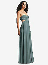 Alt View 3 Thumbnail - Icelandic Strapless Empire Waist Cutout Maxi Dress with Covered Button Detail