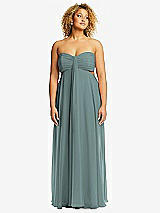 Front View Thumbnail - Icelandic Strapless Empire Waist Cutout Maxi Dress with Covered Button Detail