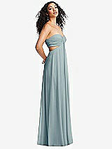Alt View 1 Thumbnail - Morning Sky Strapless Empire Waist Cutout Maxi Dress with Covered Button Detail