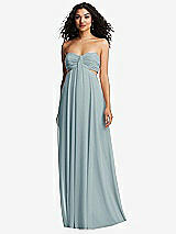 Alt View 2 Thumbnail - Morning Sky Strapless Empire Waist Cutout Maxi Dress with Covered Button Detail