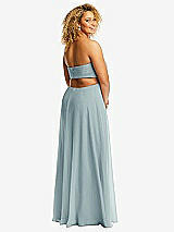 Alt View 3 Thumbnail - Morning Sky Strapless Empire Waist Cutout Maxi Dress with Covered Button Detail