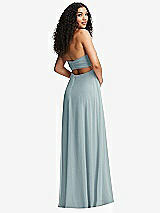 Alt View 4 Thumbnail - Morning Sky Strapless Empire Waist Cutout Maxi Dress with Covered Button Detail