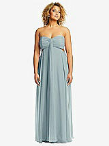 Front View Thumbnail - Morning Sky Strapless Empire Waist Cutout Maxi Dress with Covered Button Detail