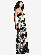Alt View 3 Thumbnail - Noir Garden Strapless Empire Waist Cutout Maxi Dress with Covered Button Detail