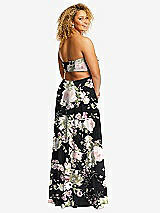 Rear View Thumbnail - Noir Garden Strapless Empire Waist Cutout Maxi Dress with Covered Button Detail