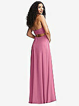 Alt View 4 Thumbnail - Orchid Pink Strapless Empire Waist Cutout Maxi Dress with Covered Button Detail