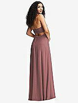 Alt View 4 Thumbnail - Rosewood Strapless Empire Waist Cutout Maxi Dress with Covered Button Detail