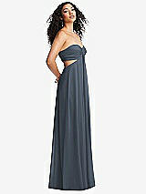 Alt View 1 Thumbnail - Silverstone Strapless Empire Waist Cutout Maxi Dress with Covered Button Detail