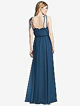 Rear View Thumbnail - Dusk Blue Skinny Tie-Shoulder Ruffle-Trimmed Blouson Maxi Dress