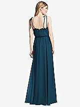 Rear View Thumbnail - Atlantic Blue Skinny Tie-Shoulder Ruffle-Trimmed Blouson Maxi Dress